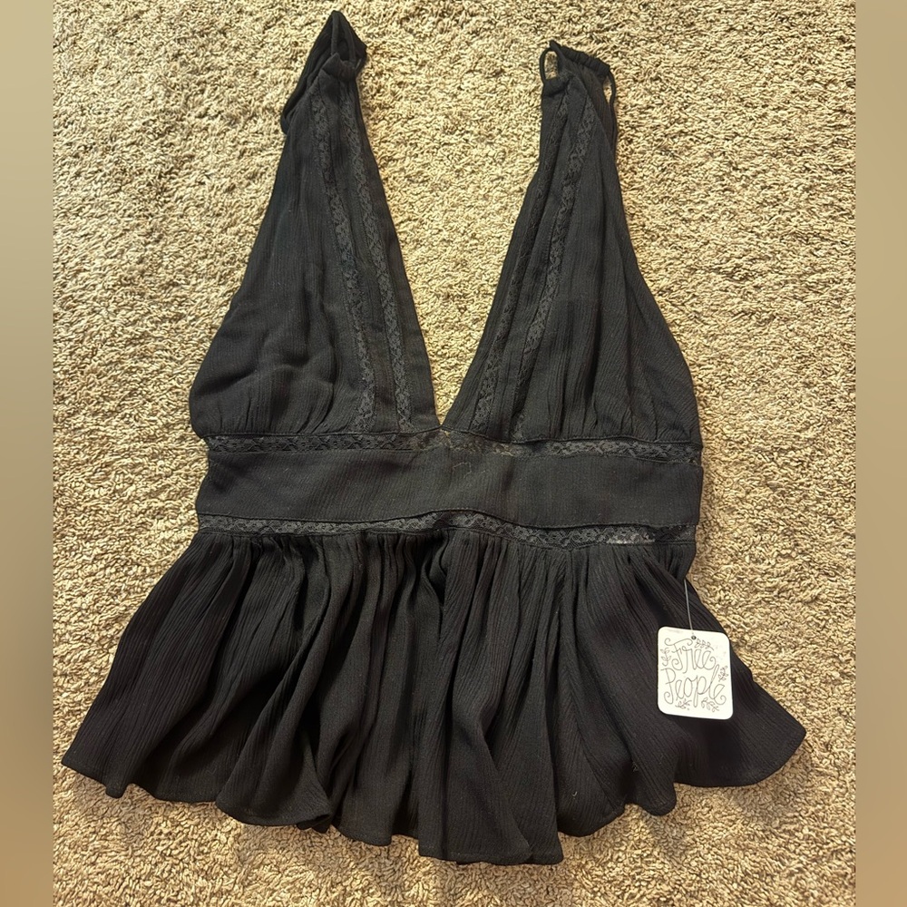 Free People Hold On Tight Lace Tank Top Peplum Top